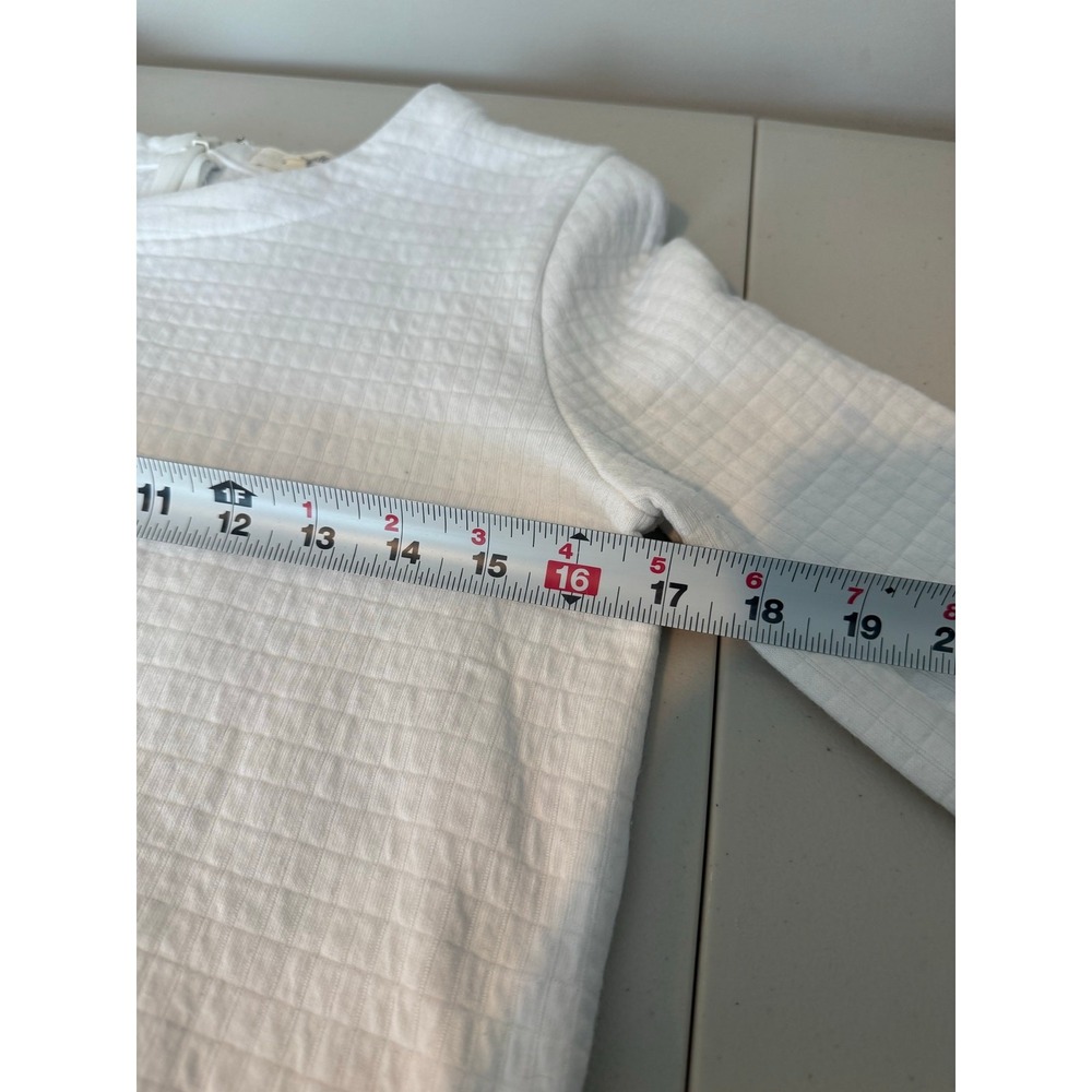 Madewell Quilted Pullover Top White Long Sleeve Women XS E1679 - Picture 5 of 9